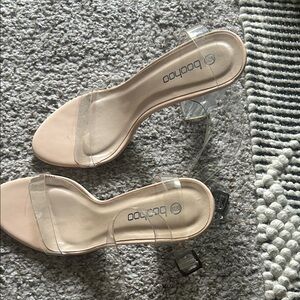 BOOHOO  Clear-Strap acrylic  Nude Block Heel Sandals